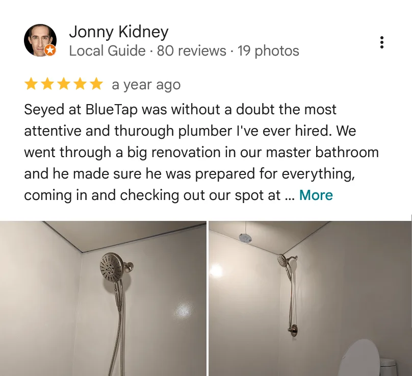 Five-star Google review from Jonny Kidney for BlueTap