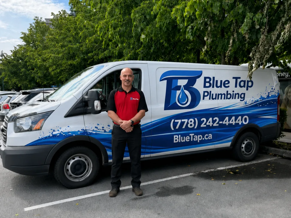 BlueTap service van parked outside a North Vancouver home